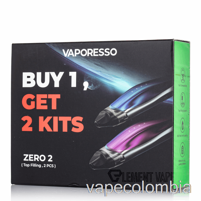 Vape Recargable Vaporesso Zero 2 Pod System 2-pack Promoción Negro Azul + Negro Morado